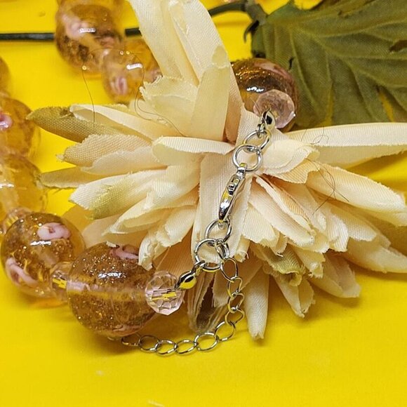 New, Pink Murano Style Glass, Beaded Necklace in Silverstone, 20 inches - Picture 2 of 7